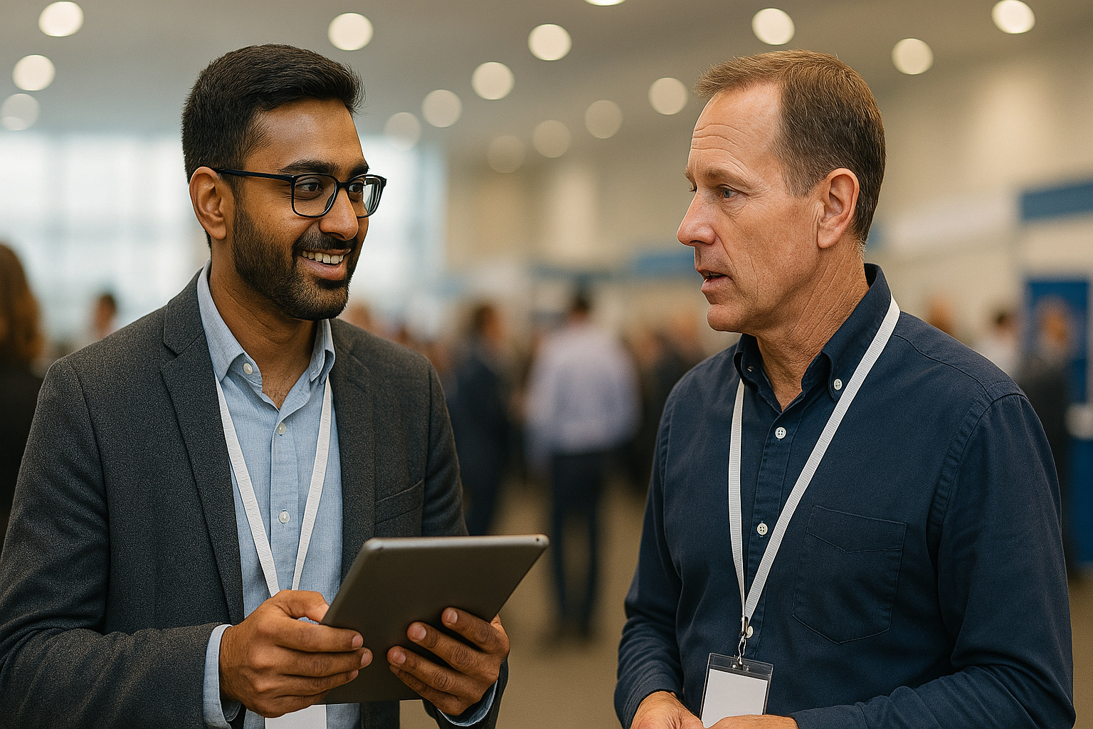 AI helping professionals manage notes at a busy conference